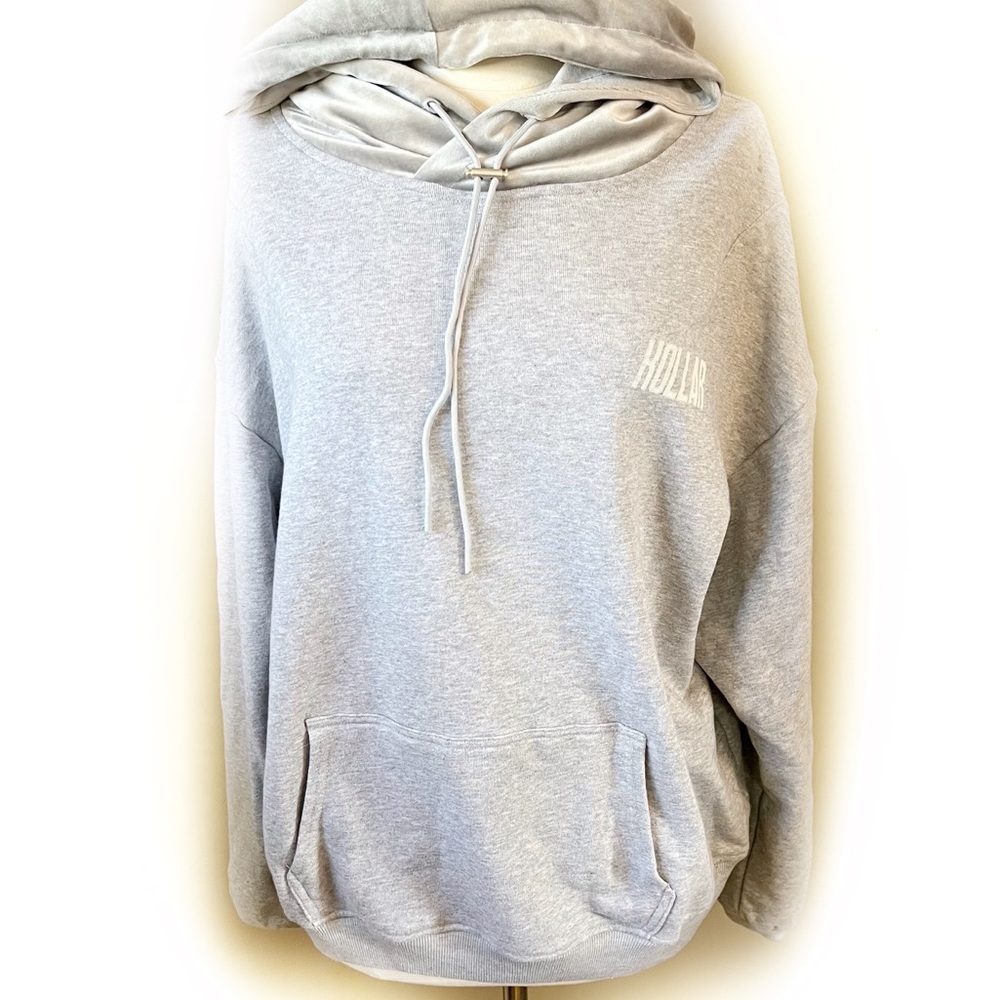 NWOT KOLLAR grey hooded sweatshirt with velvet hood size large